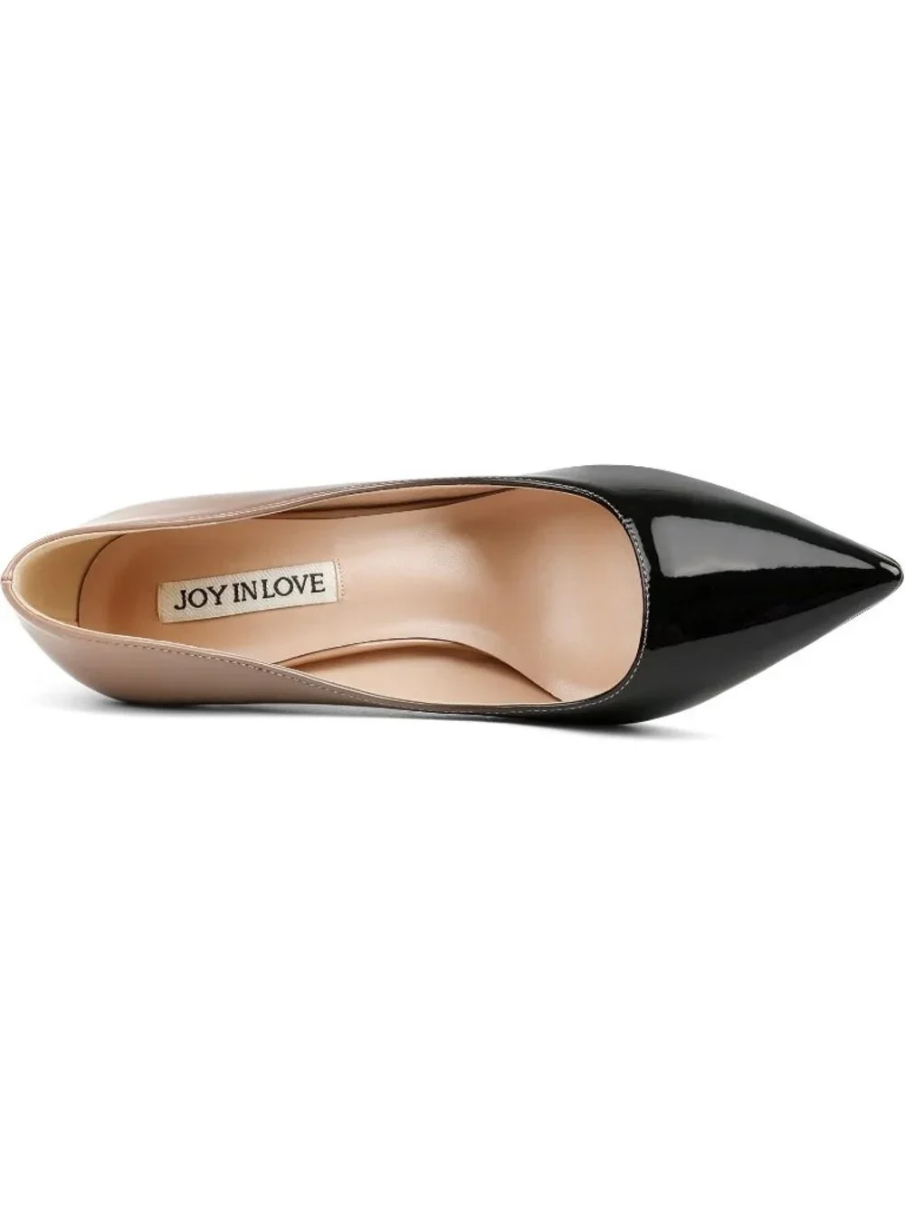 Women's Nude Black Patent Closed Pointed Toe High Heel Pump Slip On Dress Shoes